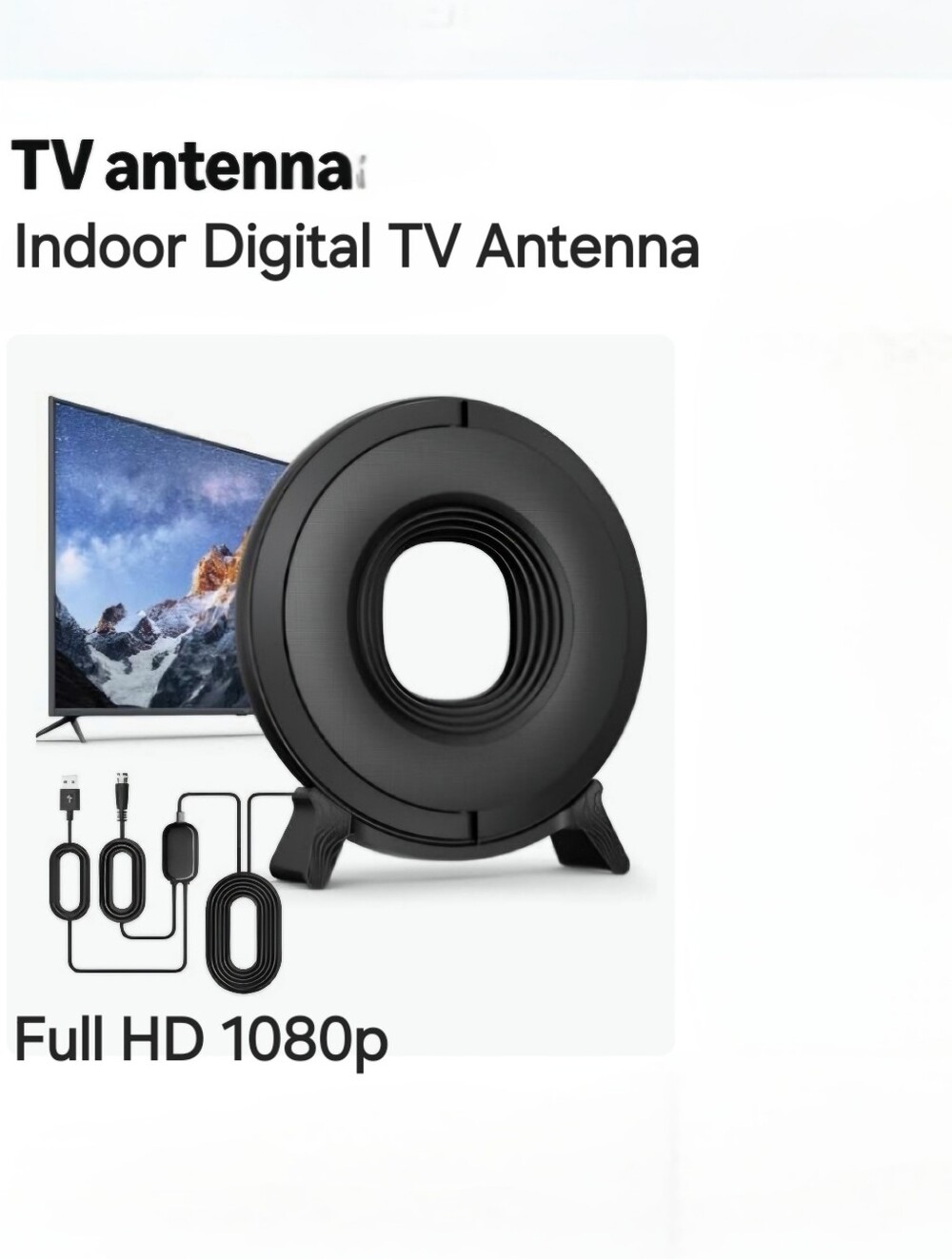 Full HD Indoor TV Antenna 360° with Amplifier Signal Booster - Picture 1 of 9
